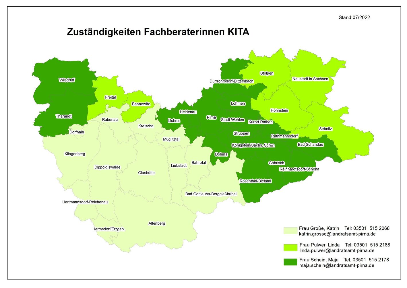 Landkreis Sächsische Schweiz-Osterzgebirge - Zuständigkeiten der Fachberatung Kindertagesstätten
