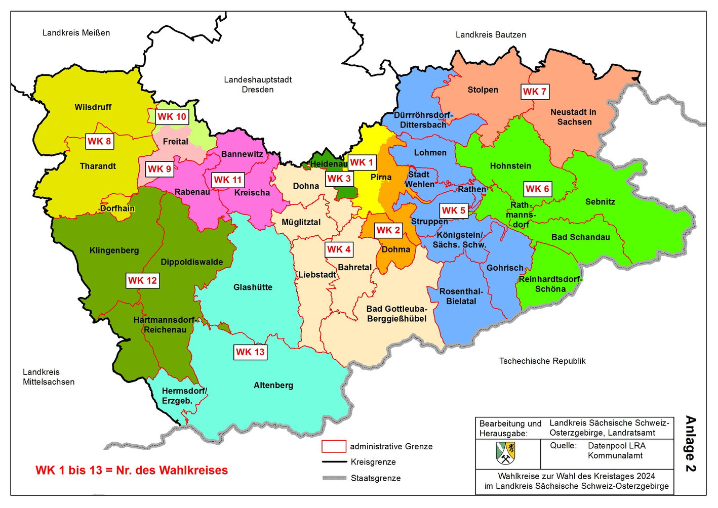 Karte mit Wahlkreisen