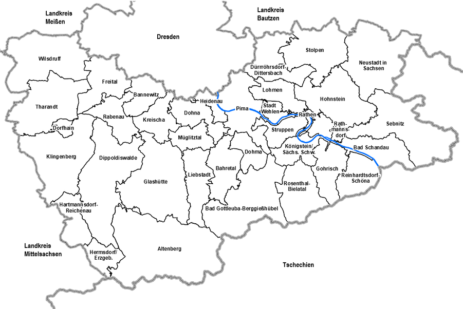 Karte Landkreis Sächsische Schweiz-Osterzgebirge