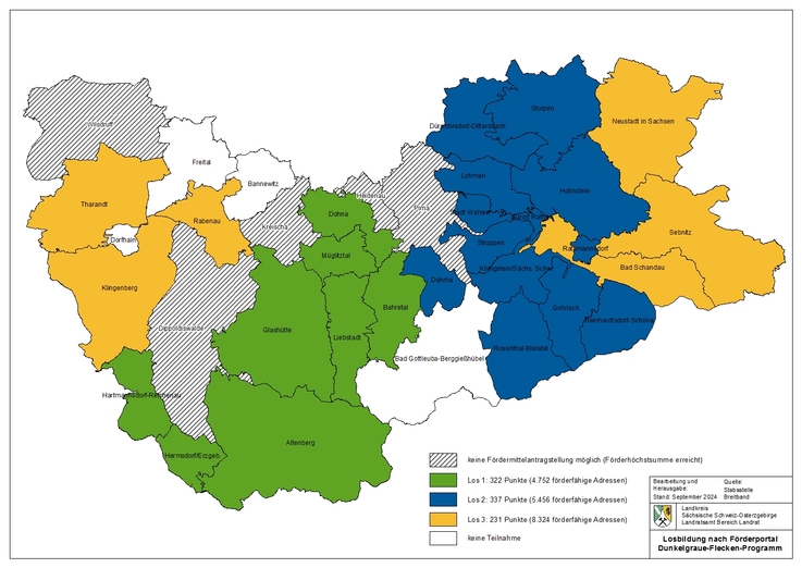 Teilnehmende Kommunen am Dunkelgraue-Flecken-Programm