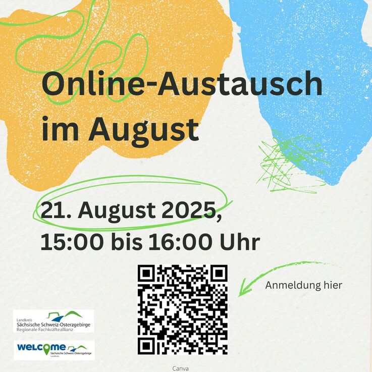 Ankündigung der Veranstaltung am 21.August mit QR-Code zur Anmeldung