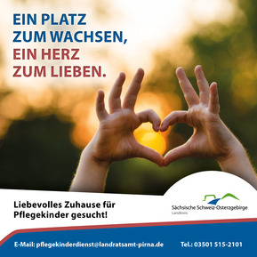 Poster Pflegekinder Hand mit Herzsymbol