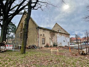 Busgarage Sonnenstein verfallener Zustand Anfang 2024 ohne Dache und im Bau befindlich