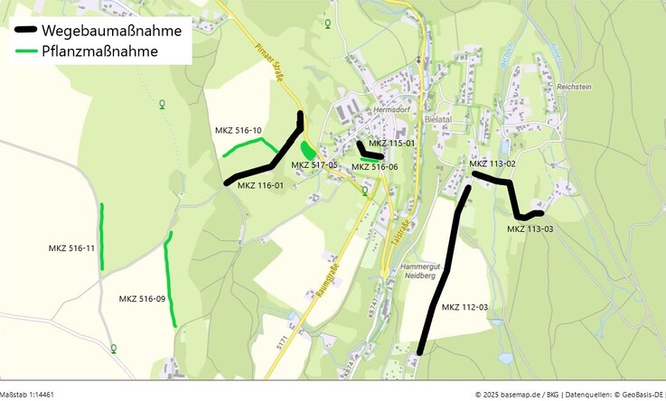 Übersichtskarte mit den umgesetzten Maßnahmen