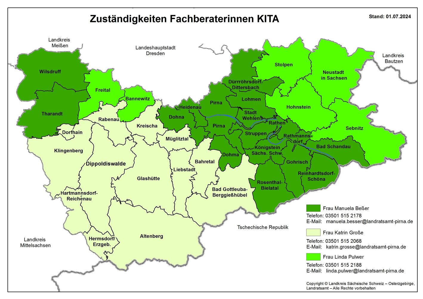 Landkreis Sächsische Schweiz-Osterzgebirge - Zuständigkeiten der Fachberatung Kindertagesstätten