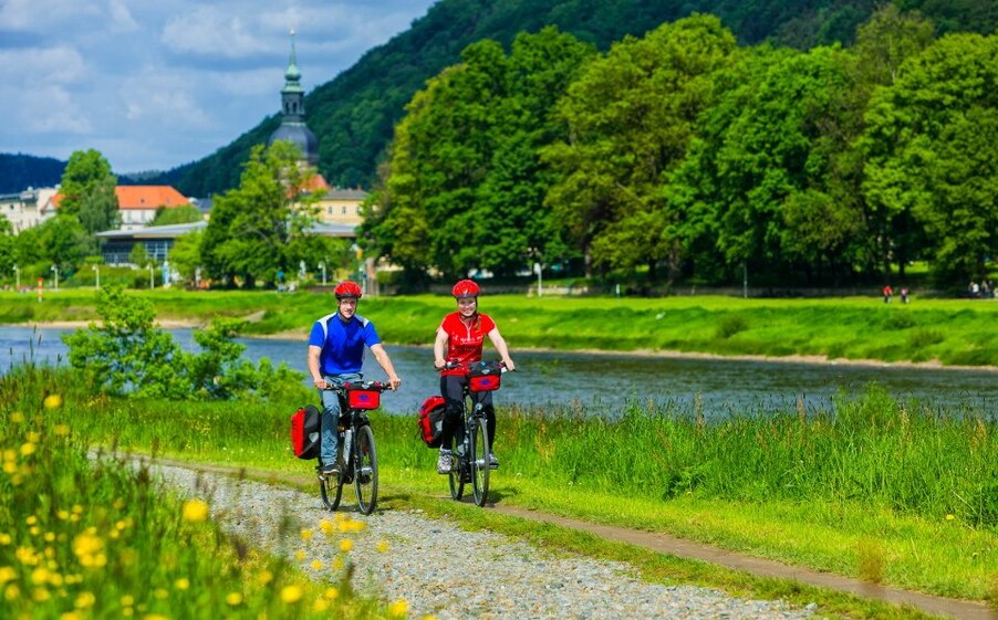 Fahrradfahrer auf dem Elberadweg